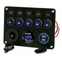 12V multifunktions el-panel med USB-porte og voltmeter